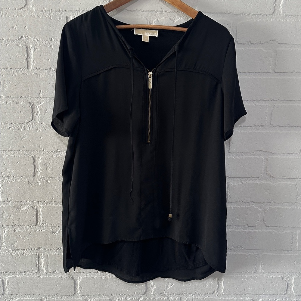 Michael Kors Black Blouse with Zipper Detail